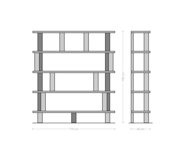 Regál Accra 170x190 cm přírodní akácie 8 přihrádek - Image 9