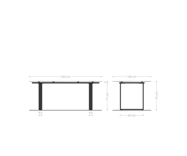 Jídelní stůl Edge 200x100 texturované sklo kouřově černé 3D design nerezová ocel úzký - Image 7