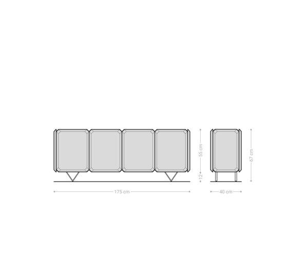 Komoda Kiano 175 cm přírodní akácie 4 dveře V-nohy nerezová ocel paravan - Image 7