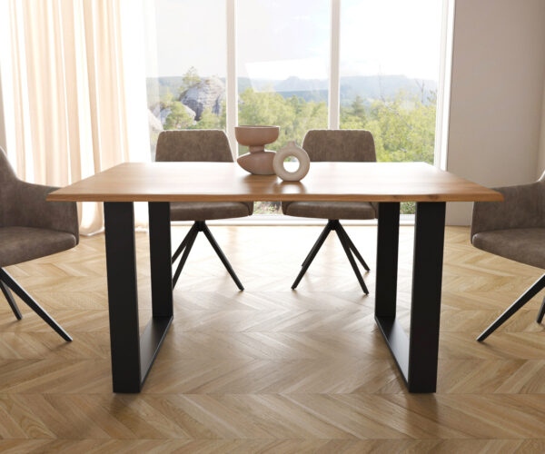 Jídelní stůl Edge 140x90 S přírodní akácie, černý rám na kluzácích - Image 2