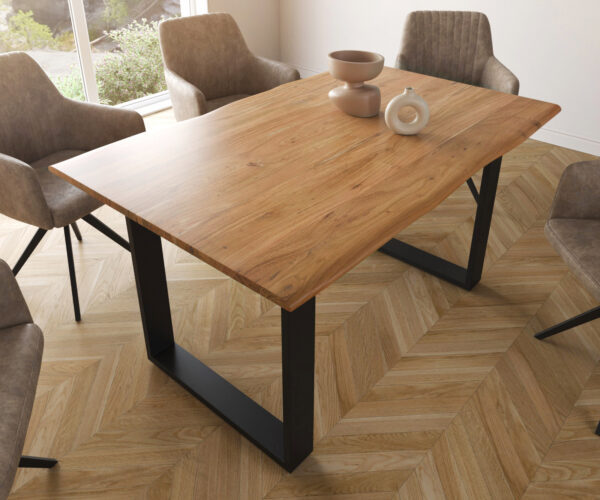 Jídelní stůl Edge 140x90 S přírodní akácie, černý rám na kluzácích - Image 4