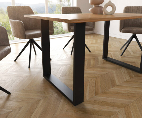 Jídelní stůl Edge 140x90 S přírodní akácie, černý rám na kluzácích - Image 5