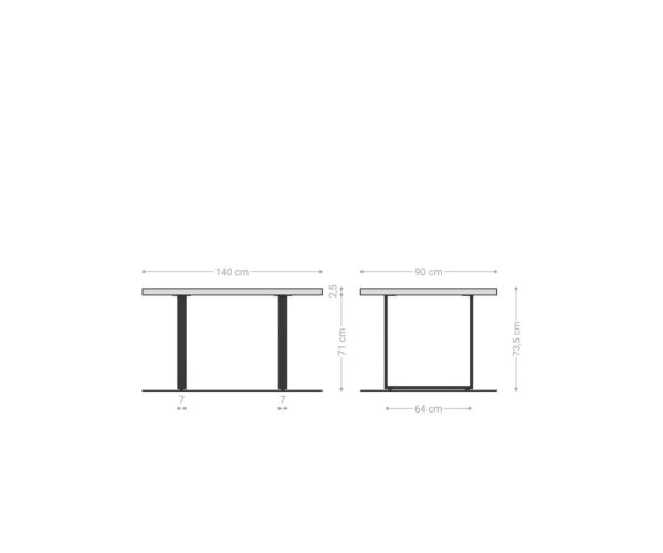 Jídelní stůl Edge 140x90 S přírodní akácie, černý rám na kluzácích - Image 6