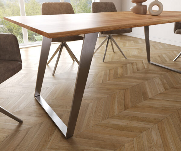 Jídelní stůl Edge 200x100 S akácie natural nerezová ocel šikmá - Image 5