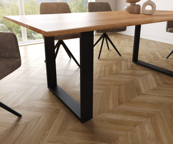 Jídelní stůl Edge 200x100 S přírodní akácie s černým rámem na kluzácích - Image 5