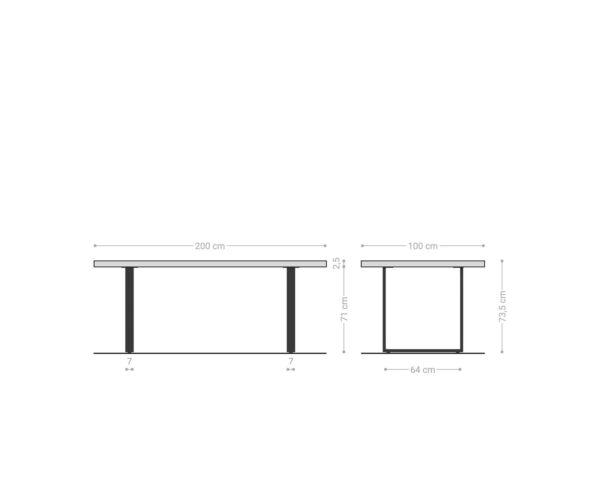 Jídelní stůl Edge 200x100 S přírodní akácie s černým rámem na kluzácích - Image 6