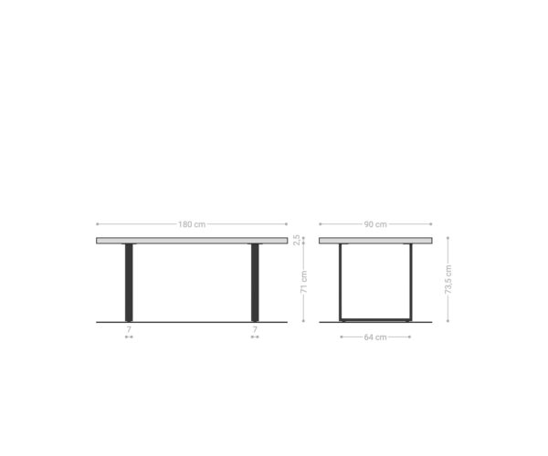 Jídelní stůl Edge 180x90 přírodní akácie nerezová ocel úzký švýcarský - Image 6
