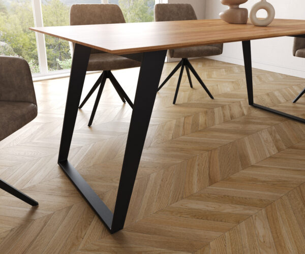 Jídelní stůl Edge 180x90 přírodní akácie kov nakloněné černé švýcarské - Image 5
