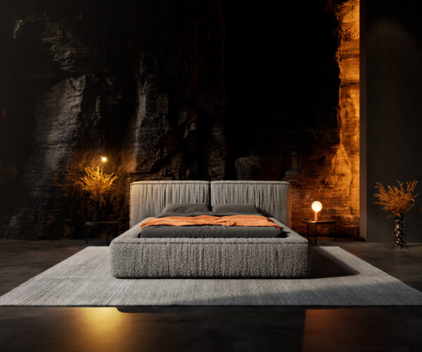 Čalouněná postel Coperti bouclé stříbrnošedý 140x200 cm - Image 2
