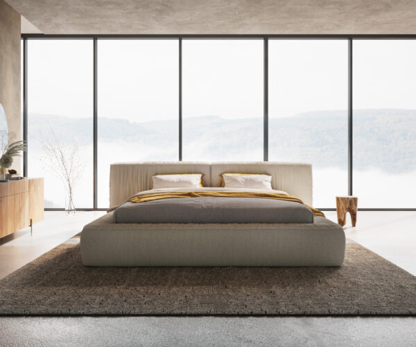 Čalouněná postel Coperti bouclé krémově bílý 180x200 cm - Image 4