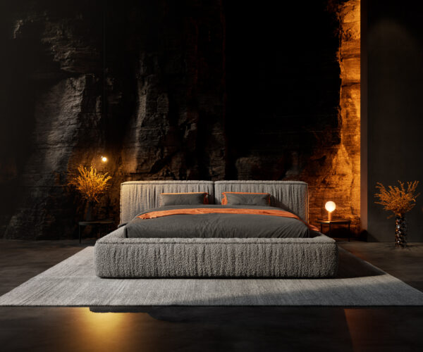 Čalouněná postel Coperti bouclé stříbrnošedý 180x200 cm - Image 2
