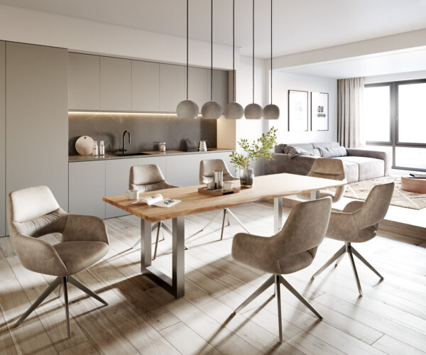 Jídelní stůl Edge 260x100 Přírodní akácie Nerezová ocel Široký živý okraj - Image 6