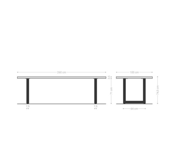 Jídelní stůl Edge 260x100 Přírodní akácie Nerezová ocel Široký živý okraj - Image 7