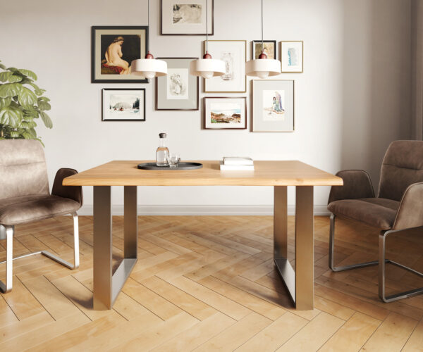 Jídelní stůl Edge 140x90 Přírodní Akácie Nerezová Ocel Úzký Live - Image 2