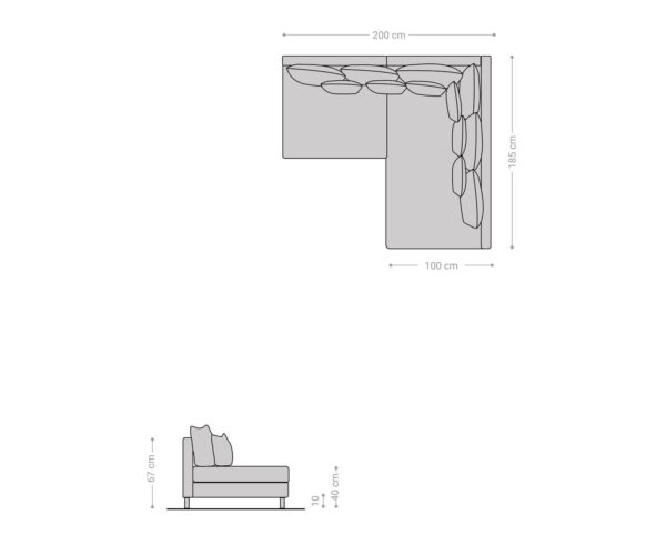 Rohová pohovka Clovis hnědý antik vzhled dlouhý ležící pravý modulární sofa - Image 6