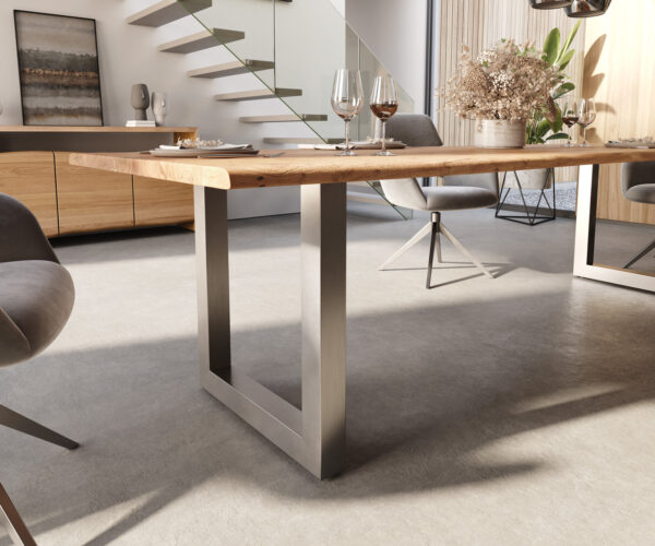 Jídelní stůl Edge 300x100 Přírodní akácie Nerezová ocel Široký Live Edge - Image 6