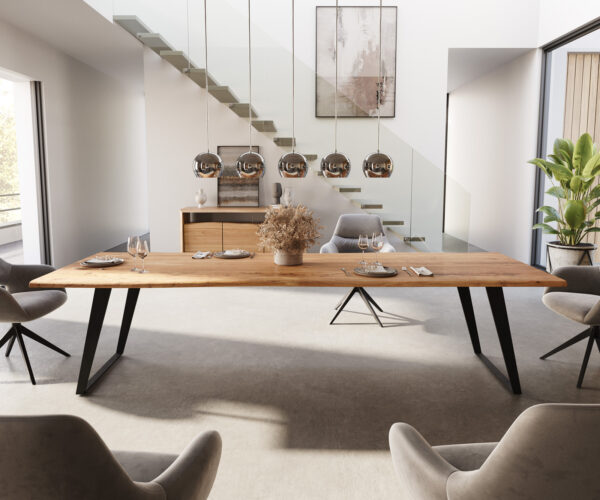 Jídelní stůl Edge 300x100 Akácie Natural Kovový zkosený živý okraj - Image 2