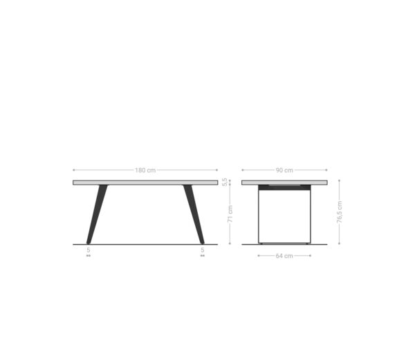 Jídelní stůl Edge 180x90 XL akácie platinum kov šikmý Live - Image 7