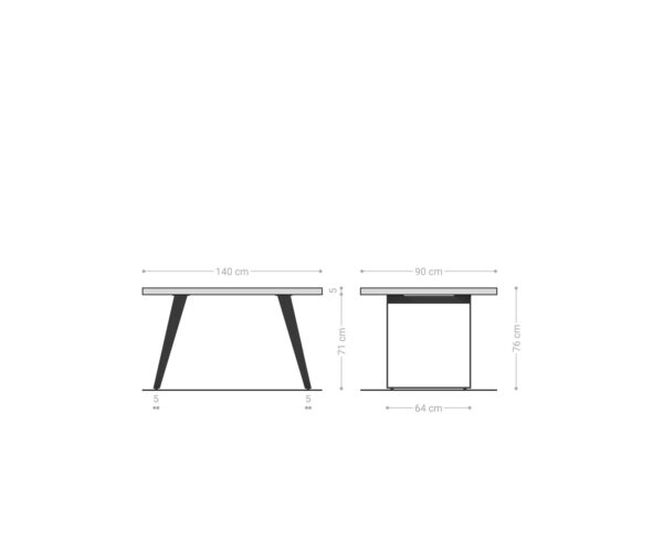 Jídelní stůl Edge 140x90 XL akácie natural nerezová ocel šikmý Live - Image 7