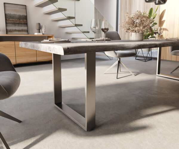 Jídelní stůl Edge 300x100 XL Akácie Platinum Nerezová ocel Úzký Live - Image 6