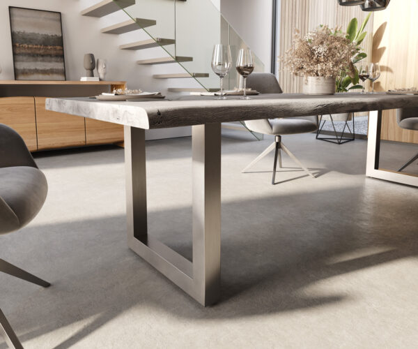 Jídelní stůl Edge 300x100 XL Akácie Platinum Nerezová ocel Široký Live - Image 6