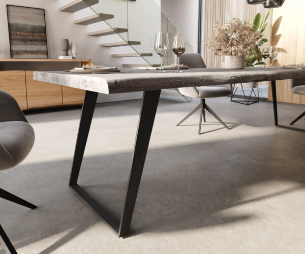 Jídelní stůl Edge 300x100 XL akácie platinum kov šikmý Live - Image 6