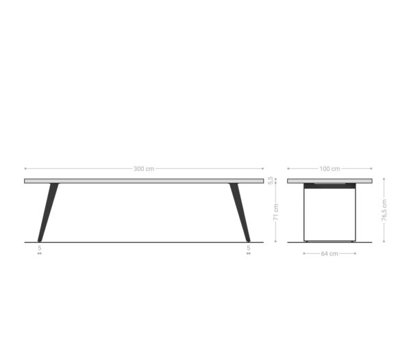 Jídelní stůl Edge 300x100 XL akácie platinum kov šikmý Live - Image 7