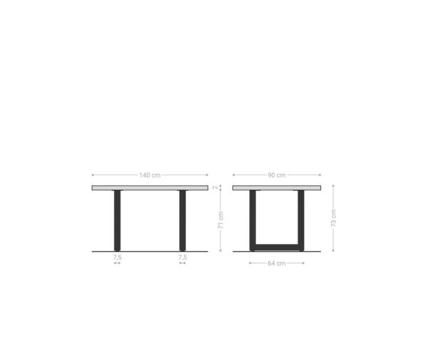 Jídelní stůl Edge 140x90 akácie přírodní nerezová ocel široký švýcarská hrana - Image 7