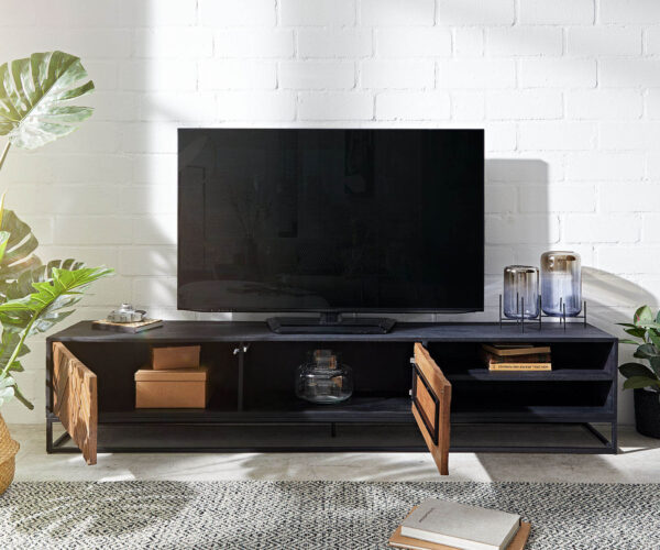 TV stolek Famke 200 cm mango teak 2 dveře 2 přihrádky - Image 4
