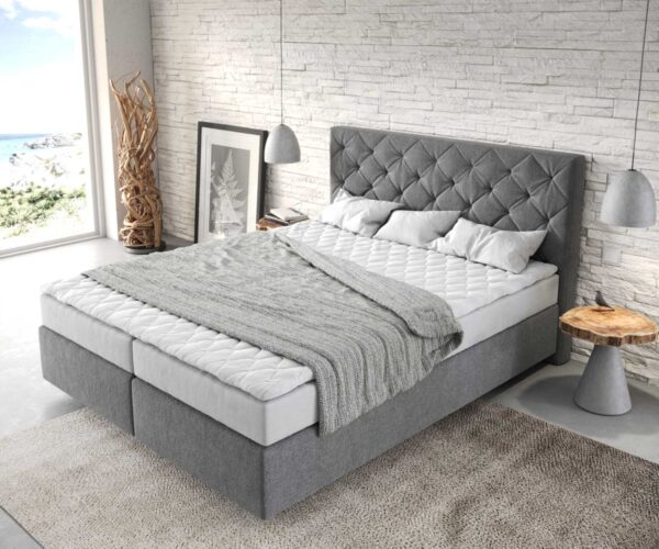 Boxspring postel Dream-Great 160x200 cm mikrovlákno antracit s matrací a topperem - Image 4