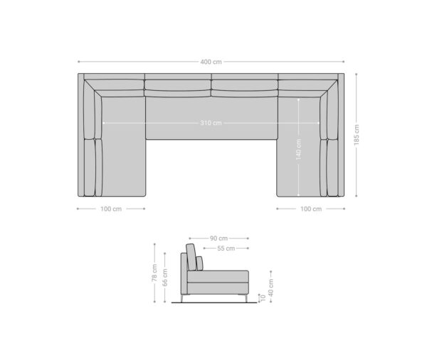 Pohovka ve tvaru "U" Elio XL 400x185 cm mikrovlákno Grafit - Image 7