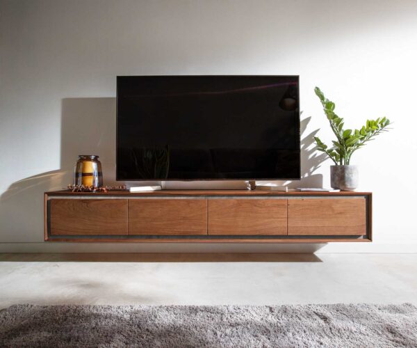 TV stolek Stonegrace 200 cm akácie hnědá stoneveneer 4 dveře závěsná - Image 2