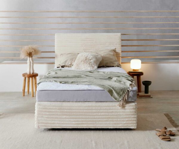 Boxspring postel Dream-Well 120x200 cm plyšový manšestr s matrací Bonell a polyuretanovým topperem - Image 2