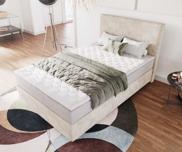 Boxspring postel Dream-Well 120x200 cm béžová manšestr s taštičkovou matrací a visco topperem - Image 7