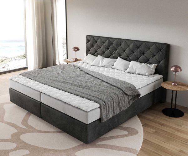 Boxspring postel Dream-Great 200x200 cm mikrovlákno s matrací s bonellovým jádrem a polyuretanovým topperem - Image 4