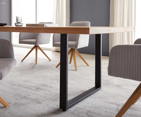 Jídelní stůl Edge 300x100 cm přírodní dub, pojezdový rám, černý kov - Image 5