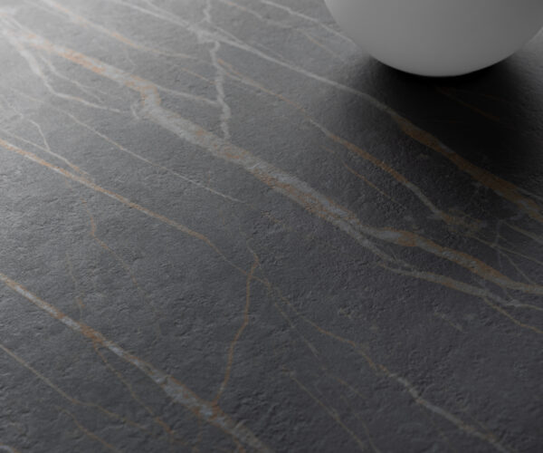 Konferenční stolek Daban 50x50 cm keramika Laminam® Noir Desir, hnědý kovový rám - Image 4