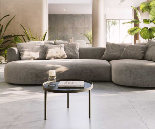 Konferenční stolek Torell 50x50 cm keramika Laminam® Noir Desir, kovový rám s titanovým efektem - Image 2