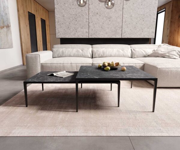 Konferenční stolek Levente 110x60 cm keramika Laminam® Nero Greco, kovové nohy černé - Image 7