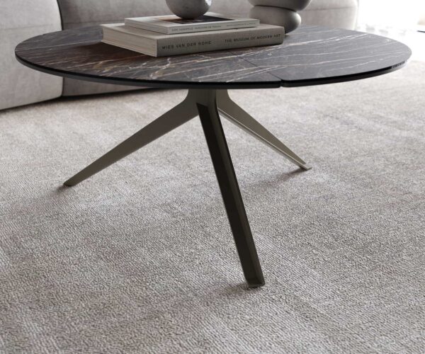 Konferenční stolek Delron 70x70 cm Keramika Laminam® Noir Desir, křížová kovová podnož s titanovým efektem - Image 7