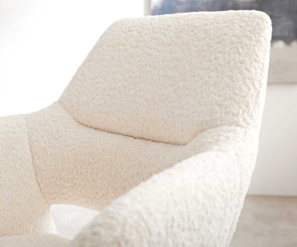 Jídelní židle Yago-Flex XL s područkami bouclé bílá křížová podnož široká nerezová ocel 360° otočná - Image 5