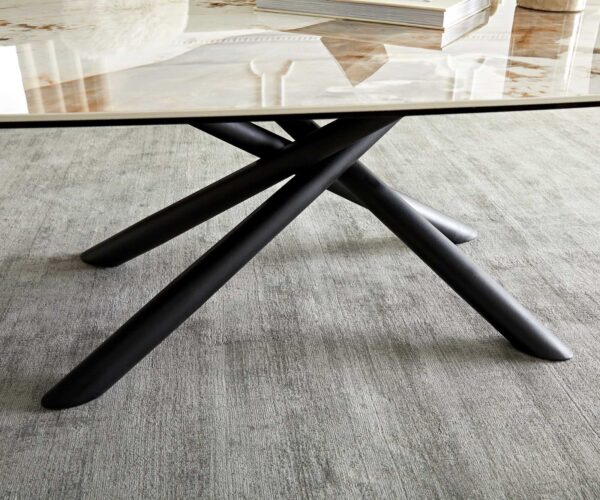 Konferenční stolek Sarita 120x70 cm keramika Minas melange bílá-béžová kovový rám černý - Image 6