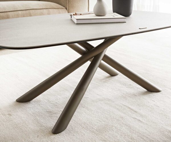 Konferenční stolek Sarita 120x70 cm keramika aspetto concreto betonově zbarvený kovový rám s efektním titanovým povrchem - Image 6