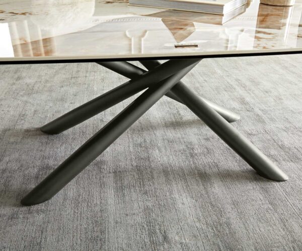 Konferenční stolek Sarita 120x70 cm keramika Minas melange bílá-béžová kovový rám efektová úprava titan - Image 6