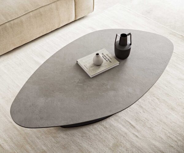 Konferenční stolek Vibana 140x80 cm keramika aspetto concreto betonově zbarvený kovový rám s efektním titanovým povrchem - Image 5