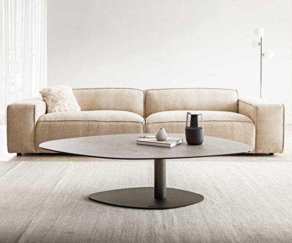 Konferenční stolek Vibana 140x80 cm keramika aspetto concreto betonově šedý kovový rám černý - Image 2