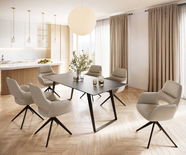 Jídelní stůl Edge 200x100 cm keramika Laminam® Nero Greco šedá, šikmý rám kov černý - Image 6