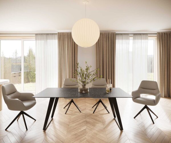 Jídelní stůl Edge 200x100 cm keramika Laminam® Nero Greco šedá, šikmý rám kov černý - Image 2