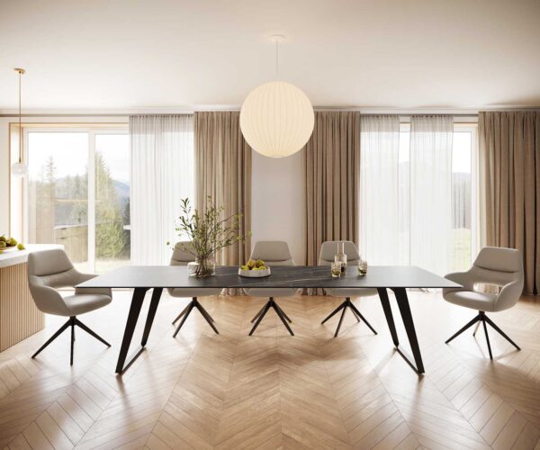 Jídelní stůl Edge 300x100 cm keramika Laminam® Noir Desir hnědý šikmý rám kov černý - Image 2
