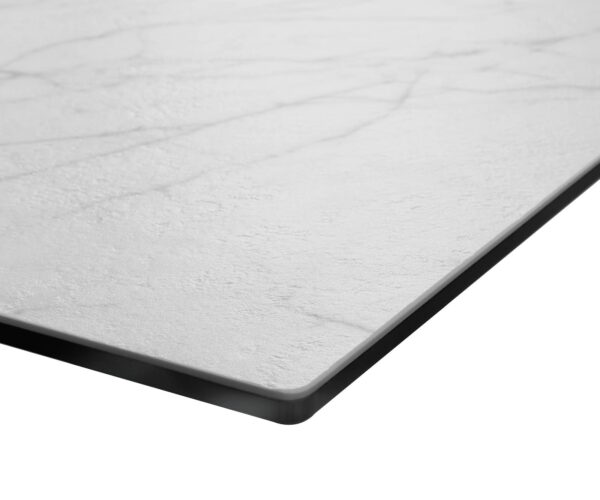 Jídelní stůl Edge 200x100 cm keramika Laminam® Statuarettio bílá, šikmý rám z nerezové oceli - Image 7